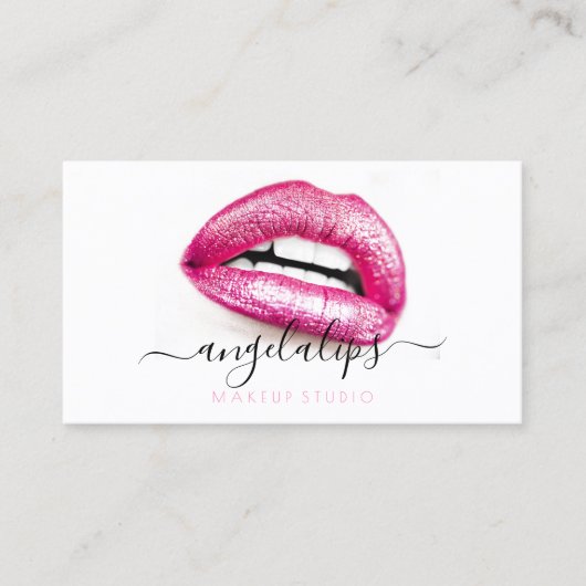 Makeup Artist Pink Lips Trendy modern Visitekaartje (Voorkant)