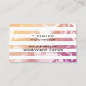 Makeup Artist Pink Lips Trendy Stripes Tropisch Visitekaartje (Achterkant)