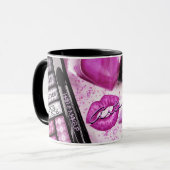 Makeup Artist Pink Lipstick Kiss Beauty Salon Mok (Voorkant links)