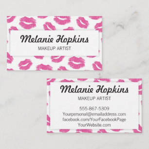 Makeup Artist Pink Lipstick Kisses Visitekaartje