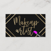Makeup Artist Pink Lipstick Modern Gold Typografie Visitekaartje (Voorkant)