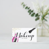 Makeup Artist Pink Lipstick Typografie Salon Visitekaartje (Staand voorkant)