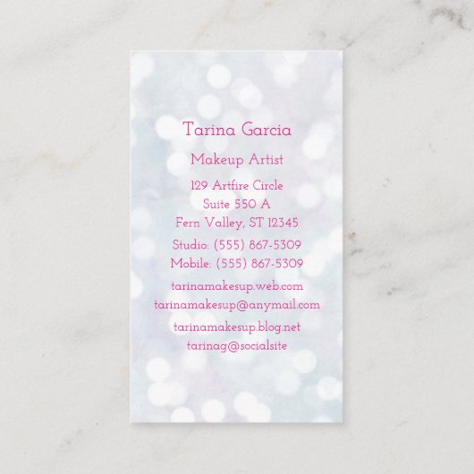 Makeup Artist Pink Lipstick Visitekaartje (Achterkant)