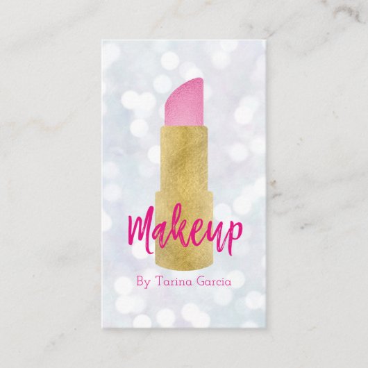 Makeup Artist Pink Lipstick Visitekaartje (Voorkant)