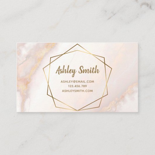Makeup Artist Pink Marble Geometric Gold Elegant Visitekaartje (Achterkant)
