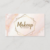Makeup Artist Pink Marble Geometric Gold Elegant Visitekaartje (Voorkant)