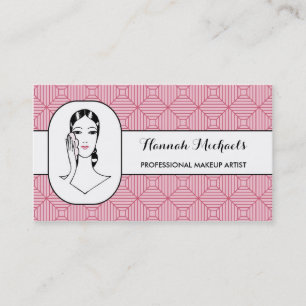 Makeup Artist Pink Powder Puff Vrouw Benoeming Afsprakenkaartje