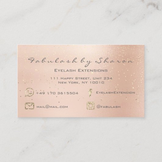 Makeup Artist Pink Rose Gold Glitter Paars Sparkl Visitekaartje (Achterkant)