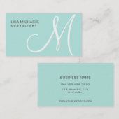 Makeup Artist Professional Elegant Monogram Blauw Visitekaartje (Voorkant / Achterkant)