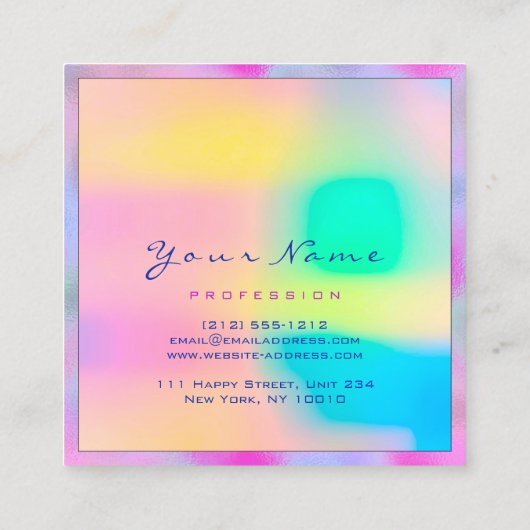 Makeup Artist Professional Eyeash HoloGrapky Vierkante Visitekaartje (Achterkant)