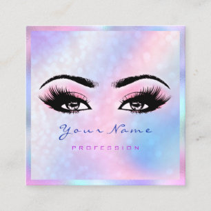 Makeup Artist Professional Eyelash Holografen Roze Vierkante Visitekaartje