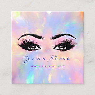 Makeup Artist Professional Eyelash Roze Holograaf Vierkante Visitekaartje