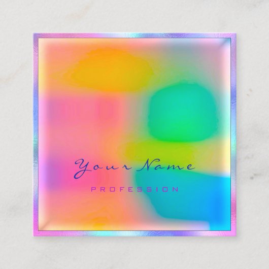 Makeup Artist Professional Moderne Minimale Hologr Vierkante Visitekaartje (Voorkant)