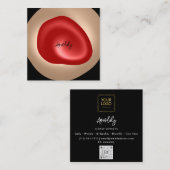 Makeup Artist QR Code Logo Red Black Nail Modern Vierkante Visitekaartje (Voorkant / Achterkant)