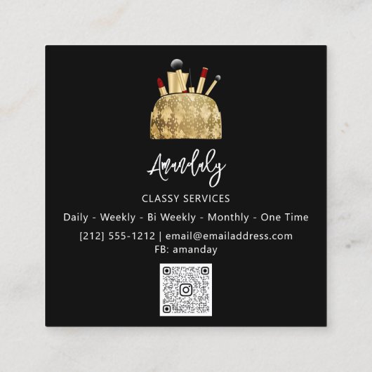 Makeup Artist QRCode Logo Eyeshadow Red Black Vierkante Visitekaartje (Achterkant)