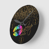 Makeup Artist Rainbow Lips en Gold Glitter Ronde Klok (Hoek)