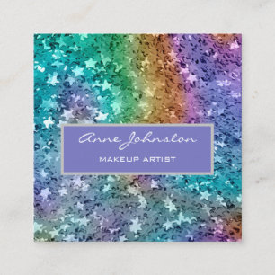 Makeup Artist Rainbow Star Glitter Vierkante Visitekaartje