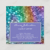 Makeup Artist Rainbow Star Glitter Vierkante Visitekaartje (Achterkant)