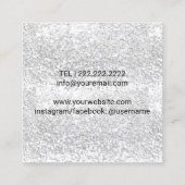 Makeup Artist Red Glitter Lips Modern Silver Salon Vierkante Visitekaartje (Achterkant)
