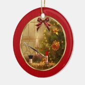 Makeup Artist Red Holiday, gepersonaliseerd Orname Keramisch Ornament (Links)