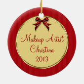 Makeup Artist Red Holiday, gepersonaliseerd Orname Keramisch Ornament (Achterkant)