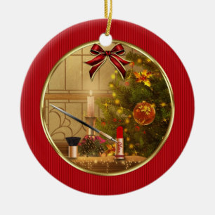 Makeup Artist Red Holiday, gepersonaliseerd versie Keramisch Ornament