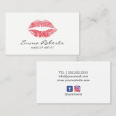 Makeup Artist Red Lips Beauty Salon Minimal Visitekaartje (Voorkant / Achterkant)
