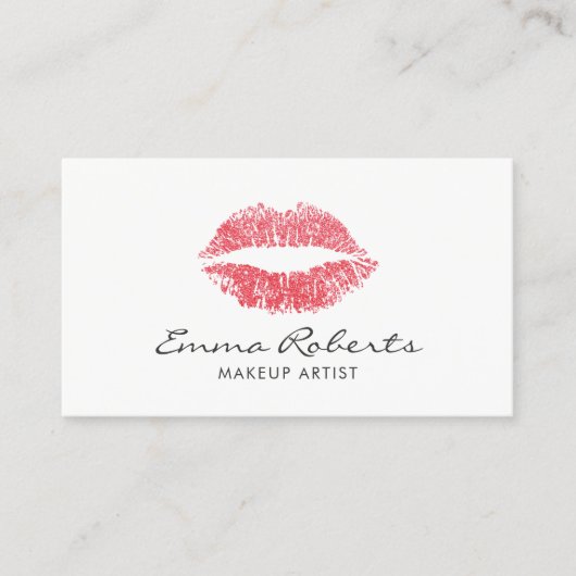 Makeup Artist Red Lips Beauty Salon Minimal Visitekaartje (Voorkant)