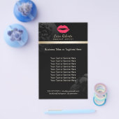Makeup Artist Red Lips Black Floral Beauty Salon Flyer (Enkel)