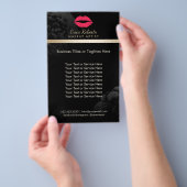 Makeup Artist Red Lips Black Floral Beauty Salon Flyer (Hand)
