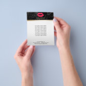 Makeup Artist Red Lips Black Floral Beauty Salon Flyer (Hand)