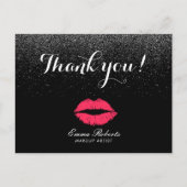 Makeup Artist Red Lips Black Glitter Hartelijk dan Briefkaart (Voorkant)