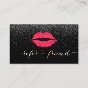 Makeup Artist Red Lips Black Glitter Reference Aanbevelingskaartje