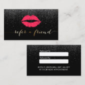 Makeup Artist Red Lips Black Glitter Reference Aanbevelingskaartje (Voorkant / Achterkant)