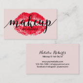 Makeup Artist Red Lips Blush Pink Beauty Salon Visitekaartje (Voorkant / Achterkant)