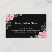 Makeup Artist Red Lips Elegant Floral Decor Visitekaartje (Achterkant)