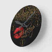 Makeup Artist Red Lips en Gold Confetti Ronde Klok (Hoek)