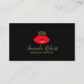Makeup Artist Red Lips & Gold Crown Mode Visitekaartje (Voorkant)