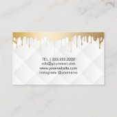 Makeup Artist Red Lips Gold Drives Classy White Visitekaartje (Achterkant)