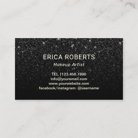 Makeup Artist Red Lips Gold Typogray Donker Glitte Visitekaartje (Achterkant)