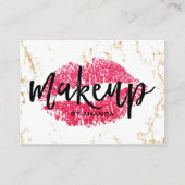 Makeup Artist Red Lips Gold White Marble Salon Visitekaartje (Voorkant)