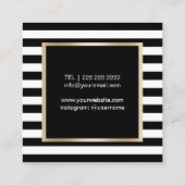 Makeup Artist Red Lips Modern Black Stripes Vierkante Visitekaartje (Achterkant)