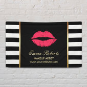 Makeup Artist Red Lips Modern Black White Stripes Spandoek