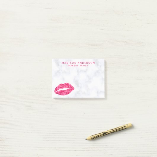 Makeup Artist | Red Lips Modern Dot Personated Post-it® Notes (Op bureau)