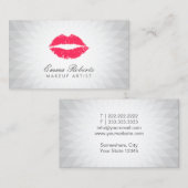 Makeup Artist Red Lips Modern Geometric Silver Visitekaartje (Voorkant / Achterkant)