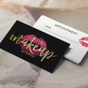 Makeup Artist Red Lips Modern Salon Appointment Afsprakenkaartje