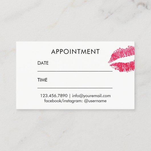 Makeup Artist Red Lips Modern Salon Appointment Afsprakenkaartje (Achterkant)