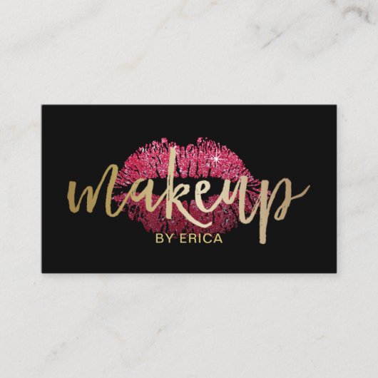 Makeup Artist Red Lips Modern Salon Appointment Afsprakenkaartje (Voorkant)