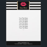 Makeup Artist Red Lips Modern Stripes Salon Flyer<br><div class="desc">Makeup Artist Red Lips Modern Stripes Salon Brochures.</div>