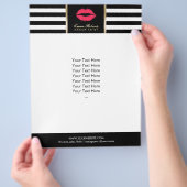 Makeup Artist Red Lips Modern Stripes Salon Flyer (Hand)